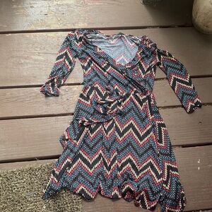 Elegant Chevron Long Sleeve Dress